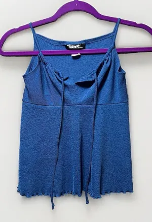 Vintage‎ Y2K Papaya Babydoll Top Cami Spaghetti Straps Blue Medium thumbnail 1