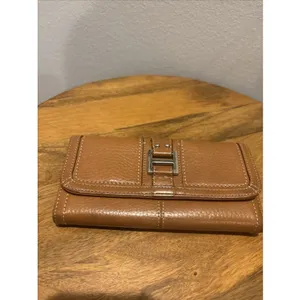 FOSSIL Brown Pebbled Leather~Trifold Wallet‎ w/Buckle & Stitch Design~Women's thumbnail 2