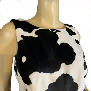 Karen Kane Y2k White & Black Faux Fur Cow Print Blouse Top (10) thumbnail 6