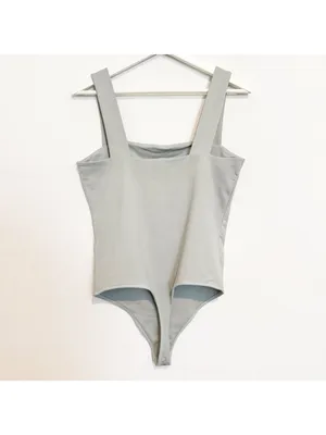 Abercrombie Bodysuit Size Large‎ Black Square Neck Wide Strap Ponte Minimalist thumbnail 10