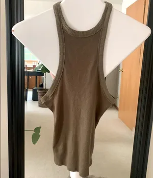 FREE PEOPLE Olive Green Racerback Tank Top thumbnail 1