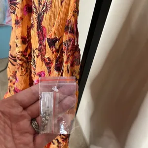 NWOT Intimately Free People Orange Floral Sheer Chemise Slip Dress Boho Sz Large thumbnail 3