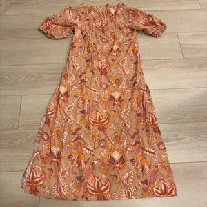 Roller Rabbit Women’s Puff Sleeve Viscose Floral Brown Maxi Dress Size S thumbnail 8