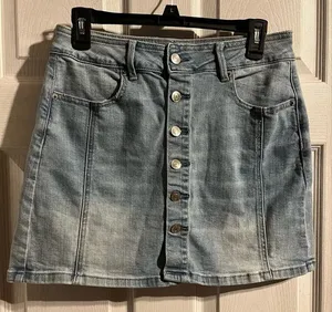 American Eagle Super Stretch High Rise Button Denim Skirt Size‎ 6 Cotton 90’s thumbnail 1