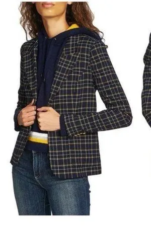 Court and Rowe Navy Peak‎ Lapel Check Plaid Blazer thumbnail 1
