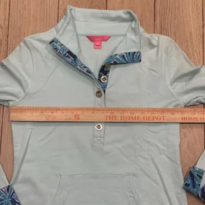 Lilly Pulitzer UPF 50+ LANDLEY Popover XS Green Blue Athleisure Preppy Sweater‎ thumbnail 8