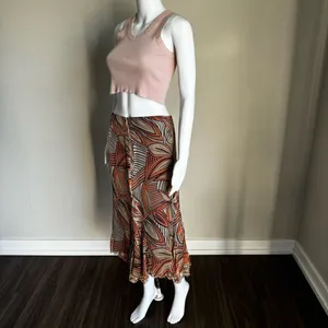 Dana Buchman Tribal Asymmetrical Silk Midi Skirt Size 10 thumbnail 4