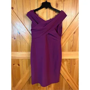 Lauren Ralph Lauren Ralph Lauren Crepe Off-the-Shoulder Cocktail Dress Plum 4 nw thumbnail 2