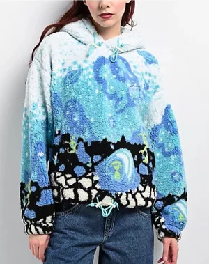 ALAB size medium alien encounter Blue and White Fleece hoodie thumbnail 1