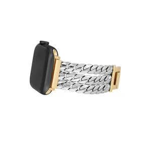 Anne Klein -Apple watch Band only **WATCH NOT INCLUDED **3 row link band, silver/gold thumbnail 2