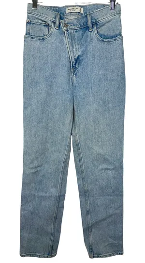 Abercrombie & Fitch The ’90s Straight Ultra High Rise Blue Denim Jeans Size 26 2 thumbnail 1