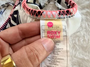 Roxy Swim Y2K Bikini Top Size S Black and White Geometric Print thumbnail 3