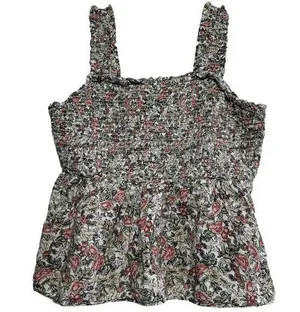 Old Navy Smocked Blouse Floral Print Sleeveless Ruffle Swing Multicolor Medium thumbnail 1