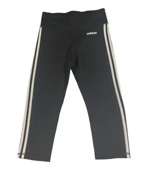 Adidas Climalite Capri Legging 3 Stripe Black Pocket Athletic Womens M Running thumbnail 1
