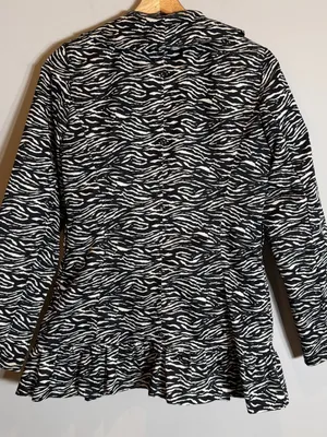 Sandro Studio Zebra Print Ruffle Jacket Women's Small Black White Designer Fun thumbnail 11