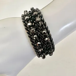 Black rhinestone chain bracelet thumbnail 1