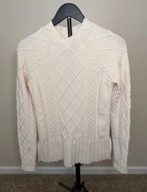 Cyrus Cream Mixed Cable‎ Knit Mock Neck Sweater Size XS thumbnail 1