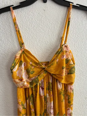 Free People Boho Mirage Yellow Floral Print Hi-Low Tunic Top S thumbnail 14