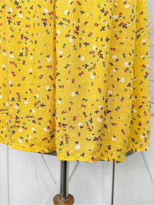 Loft Floral Flutter Sleeve Ruffle‎ Collar Blouse Top Yellow Small Cottageore thumbnail 6
