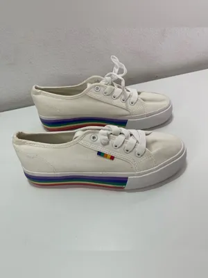 Rainbow Lace Up Sneakers Pride New York & Company Shoes Skater Casual Women 8 thumbnail 3