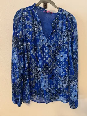 Lilly Pulitzer Giana Long Sleeve Top Alba Blue Cruisin’ Together thumbnail 3