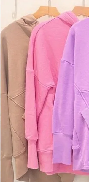 Off the shoulder oversized sweatshirt color tan WORN ONCE size small thumbnail 2
