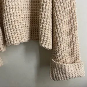 Goodnight Macaroon Retta Cognac Ribbed Waffle Knit Oversized Cropped Turtleneck thumbnail 9