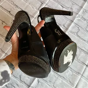 BCBG MAX AZRIA Black Sparkle Heels 7.5 WOW thumbnail 7