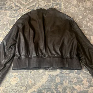 Brown Real Leather Bomber Jacket XL thumbnail 5