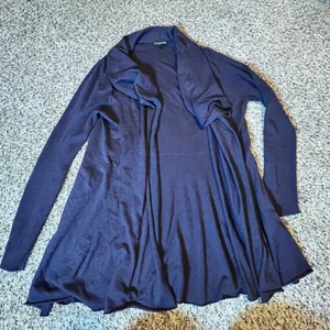 Eileen Fisher‎ 100% Merino Wool Open Front Cardigan Shawl Collar Purple Large thumbnail 1