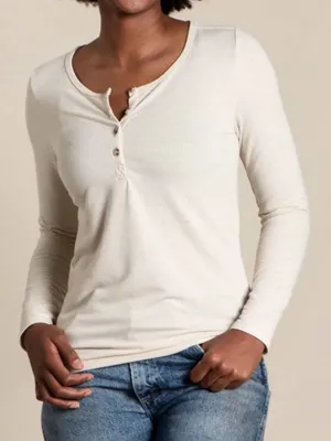 Toad&Co Piru Long Sleeve Henley Ecru Off White Cream Ribbed Top NWOT Size Medium thumbnail 1