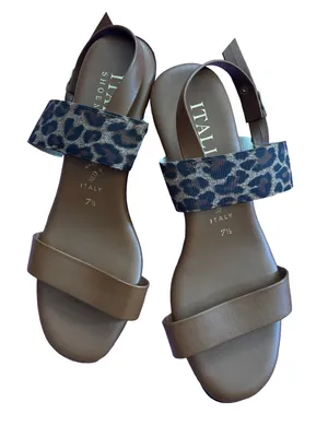 Source Unknown Brown Sandals with Leopard-Print Strap thumbnail 1