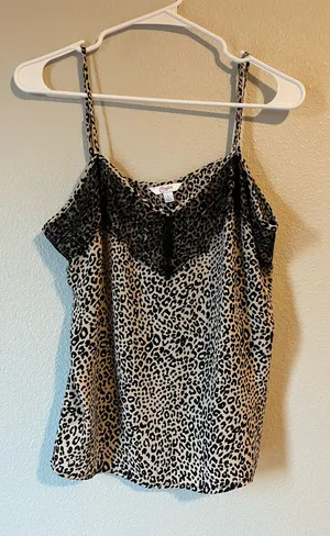 Candies leopard Print top with black lace Multiple Size L thumbnail 1