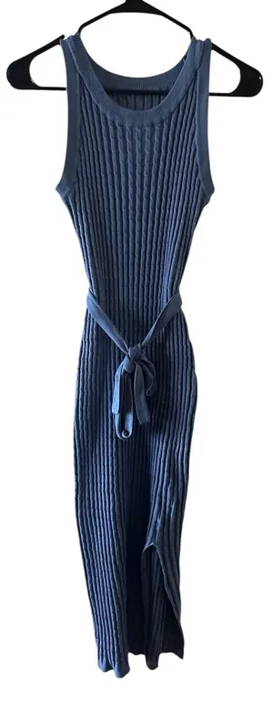 V for City Blue Textured Sleeveless Crew Neck Dress Women Sz S thumbnail 1