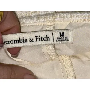 Abercrombie & Fitch White Tan Beige Tweed Zip Up Wrap A-Line Mini Skirt Size M thumbnail 4