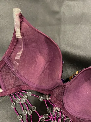 Purple sequin bralette with flower details and beaded straps. Size: S thumbnail 5