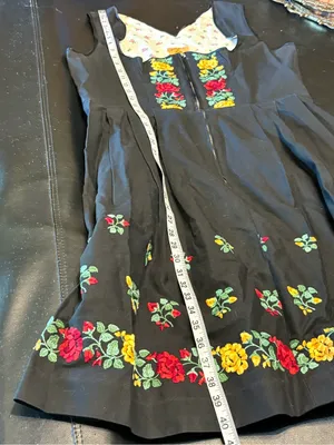 Vintage Riehl Modell Berchtesgaden German Dirndl Dress Black Floral Embroidery M thumbnail 12