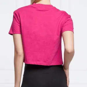 Guess Women's Active Short Sleeve Oversized Logo Cropped T-Shirt Pink Small NWT thumbnail 11
