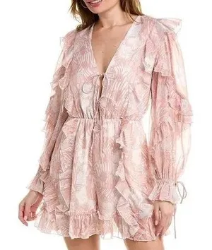 NWT Ted Baker Irvete Soft Ruffle Chiffon Playsuit Romper Coral Pink Size 1 thumbnail 1