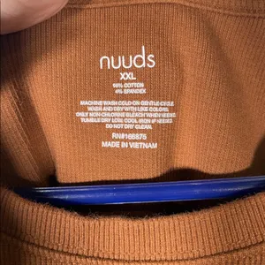 Nuuds Womens Ribbed Brown Camel Long Sleeve Bodysuit Xxl thumbnail 2