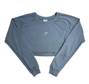 Gymshark Stone Grey Long Sleeve Cropped Sweater Womens L thumbnail 1