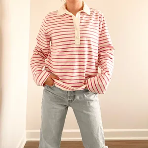 J.Crew Striped Pink and White Women's Rugby Top thumbnail 4