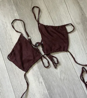 Indah Strappy Bralette plunge sparkly printed womens Brown (small) resortwear thumbnail 1