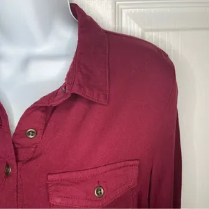Old Navy Half Button Down Tunic Shirt Dress Pinot Maroon Red S thumbnail 2
