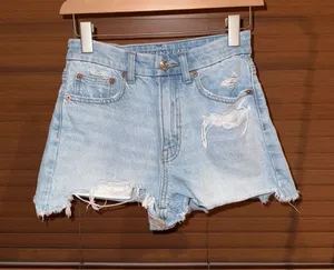 American Eagle Outfitters Light Blue Distressed Curvy 90s Boyfriend Short thumbnail 1