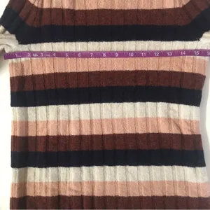 Madewell NWT Ribbed Brown/Pink/Cream/Navy Striped Mock Neck Sweater Size XXS thumbnail 6