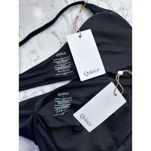 NWT Quince Black Italian V Neck Cut Bikini Top & High Rise Bottoms Size Small thumbnail 3