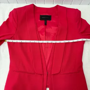 BCBGMaxAzria Bright Red Suit Jacket Sexy Tapered Crop Feminine‎ Size S thumbnail 8