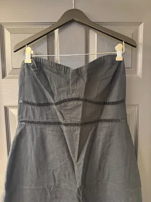 Abercrombie Black Linen Midi Dress L thumbnail 4