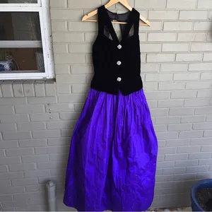 Vintage 80s Jessica McClintock 100% Silk with Black Velvet Bodice Ball Gown 10 thumbnail 4